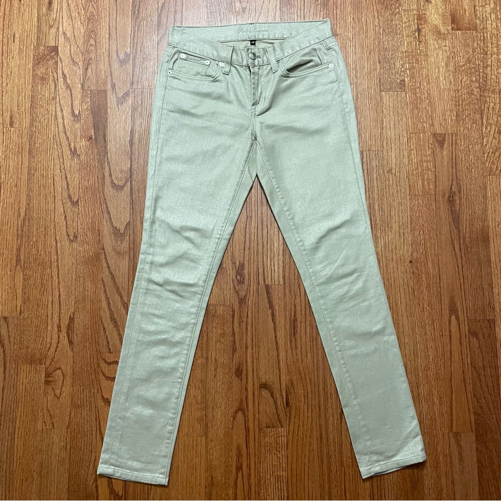 Ralph Lauren 380 Black Label Metallic Gold Cotton Jeans size 28
